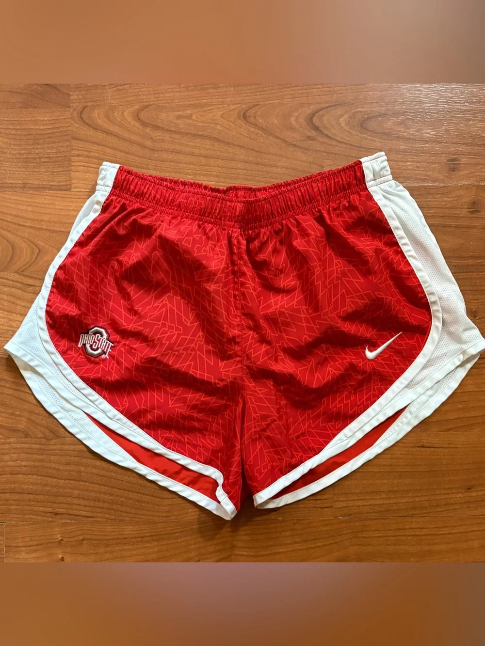 Nike Women's Red Athletic Shorts with White Trim